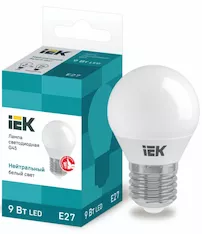Лампа шар IEK LED G45 9Вт 230В 4000К E27
