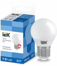 Лампа шар IEK LED G45 9Вт 230В 6500К E27