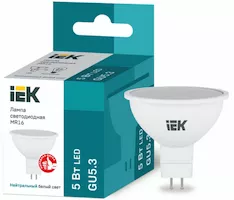 Лампа IEK LED MR16 софит 5Вт 230В 4000К GU5.3