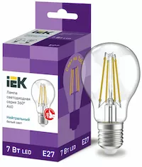 Лампа груша IEK LED A60 7Вт 230В 4000К E27