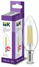 Лампа свеча IEK LED C35 7Вт 230В 3000К E14 LLF-C35-7-230-30-E14-CL