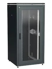 Шкаф сетевой LINEA 19" 33U 800х800мм стекл. пер. дв. задн. металл. чер. ITK LN05-33U88-GM