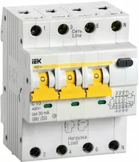 Автоматический выключатель IEK АВДТ 34 C10 30мА MAD22-6-010-C-30