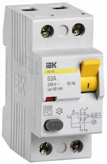 Выключатель дифференциальный IEK ВД1-63 2Р 63А 30мА MDV10-2-063-030
