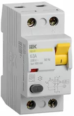 Выключатель дифференциальный IEK ВД1-63 2Р 63А 100мА MDV10-2-063-100