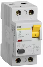 Выключатель дифференциальный IEK ВД1-63 2Р 16А 30мА тип А MDV11-2-016-030