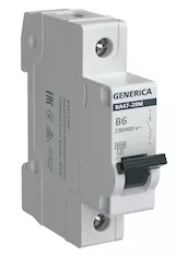 Авт. выкл. ВА47-29М 1P 6А 4,5кА B GENERICA MVA21-1-006-B-G