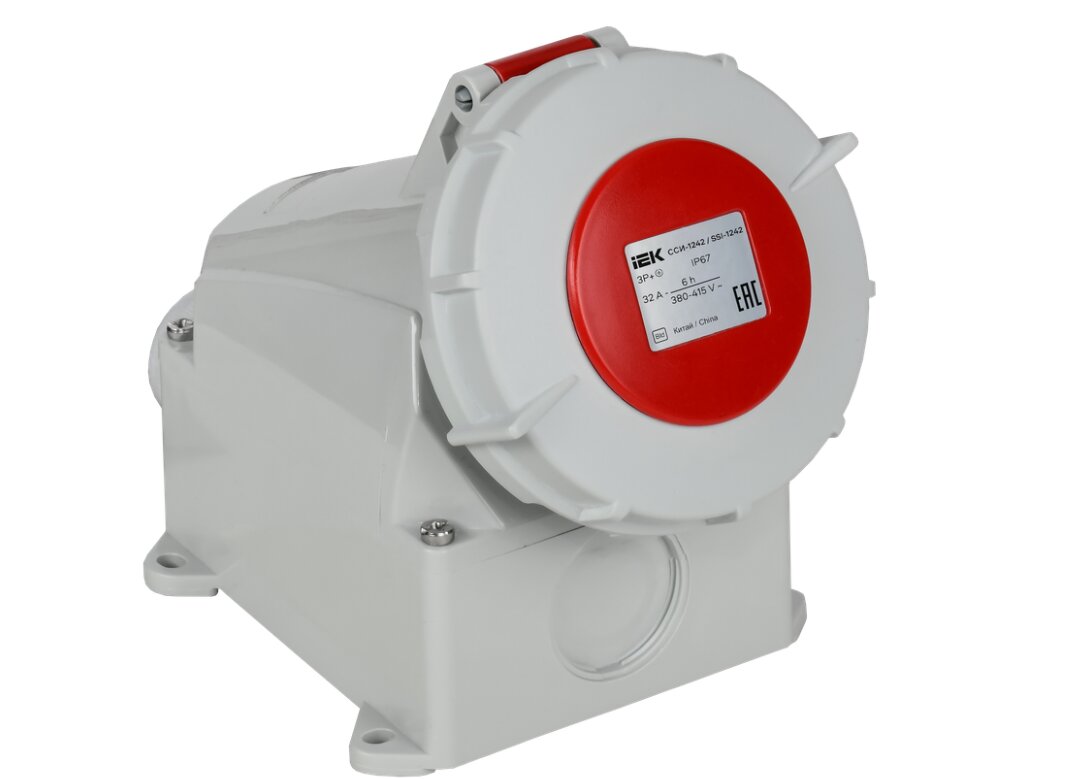 Розетка стц. ССИ-1242 32А-6ч 380В 3P+PE IP67 IEK PSR12-032-4-0-67