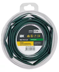 Трубка термоусадочная ТТУ нг-LS 4/2 зеленая (2м/упак) IEK UDR12-004-002-002-K06-T