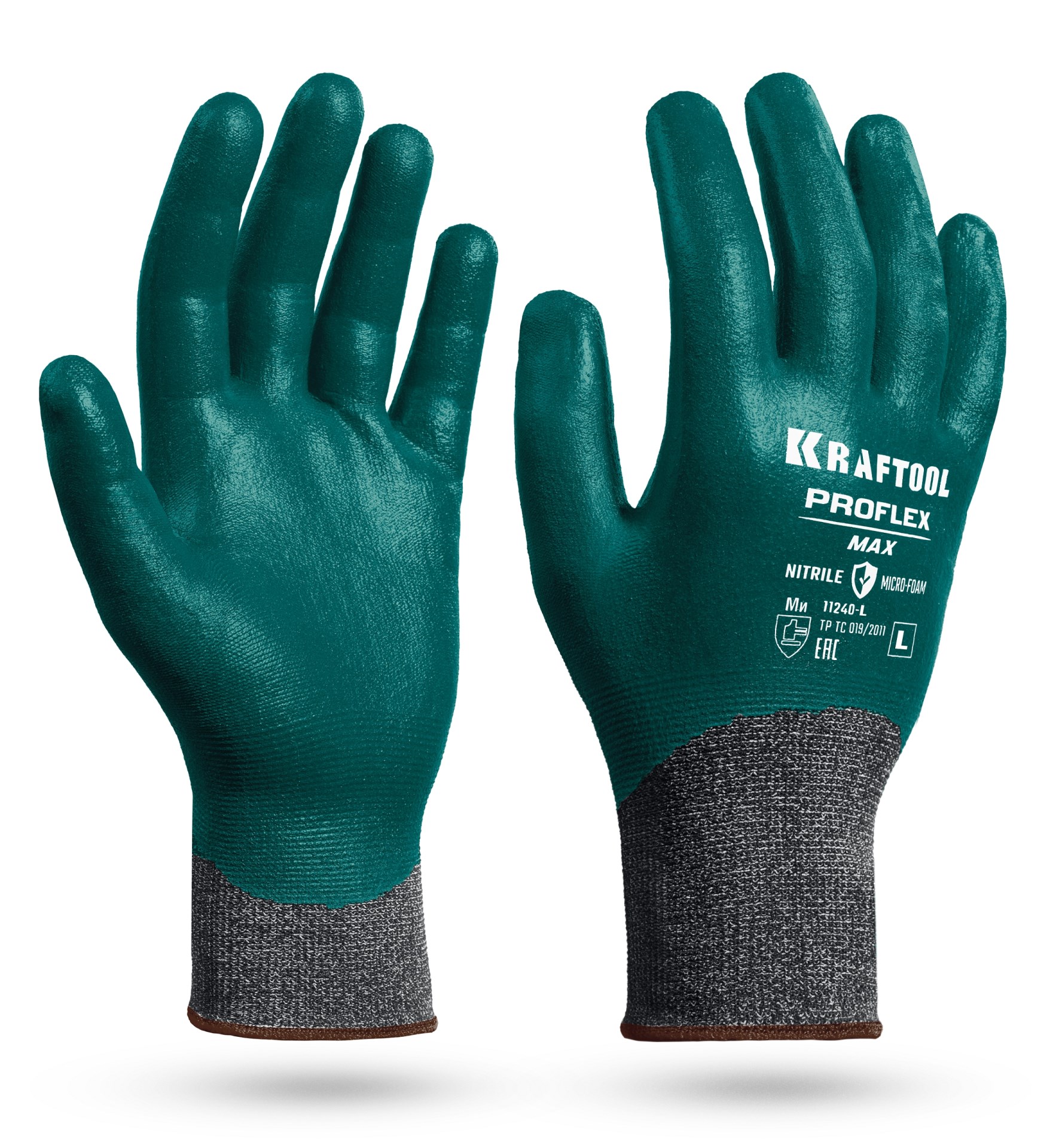 KRAFTOOL ProFlex Max, L (9), полный облив, эластичные перчатки, вспененное нитриловое покрытие, 15 класс (11240-L)