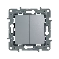 Переключатель двухклавишный Legrand 672412 Etika 10 A 250 В алюминий