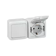 Розетка двойная с крышками Legrand Forix 16A 250В IP44 накладная белый