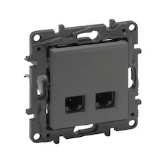 Информационная розетка двойная Niloe Step 2хRJ45 Кат.5e UTP Сталь