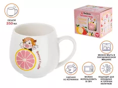 Кружка керамическая, 350 мл, Sweet fruits, грейпфрут, PERFECTO LINEA