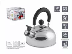 Чайник со свистком, нержавеющая сталь, 1.5 л, серия Holiday,  серебристый металлик, PERFECTO LINEA