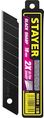 STAYER BLACK SHARP, 18 мм, 10 шт, сегментированные черные особоострые лезвия (0920-S10)