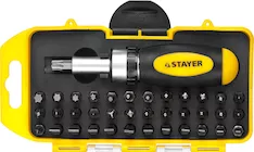 Реверсивная отвертка с насадками STAYER Compact 2557-H38