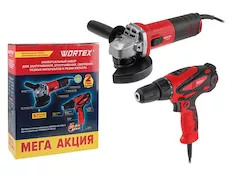 Набор электроинструментов УШМ и дрель-шуруповерт WORTEX 1329385