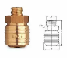 Пневмомуфта с внешней резьбой 1/2" Wurth 06991112