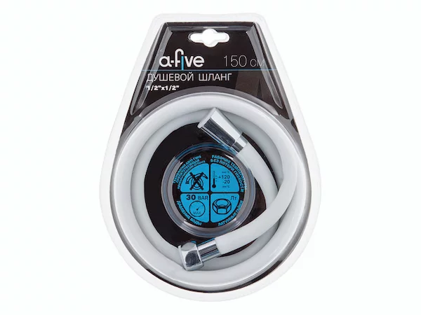 Шланг душевой, Si, 1/2" г-г 150 см, бел., a-five
