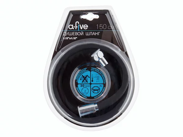 Шланг душевой, Si, 1/2" г-г 150 см, черн., a-five