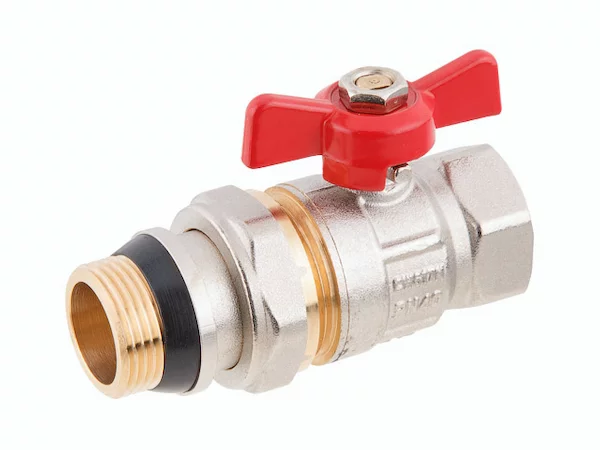 Кран шаровый 1/2" нар.-вн. бабочка (со сгоном) PN40, AV Engineering