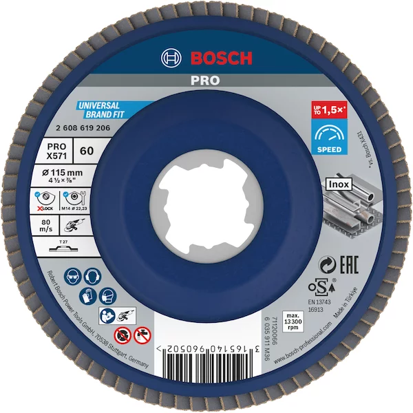 Круг шлифовальный лепестковый X-LOCK X571 Best for Metal Bosch 2608619207