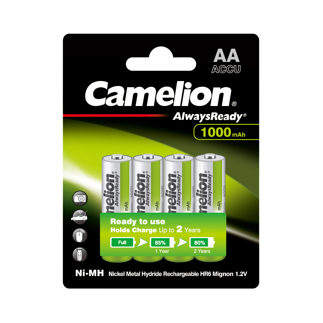 Аккумулятор CAMELION AlwaysReady Rechargeable Ni-MH NH-AA1000ARBP4