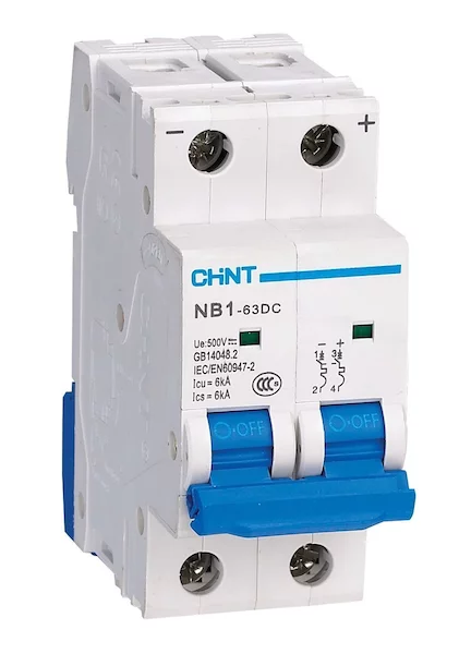 Автоматический выключатель CHINT NB1-63DC 2P 63A DC500B 6kA