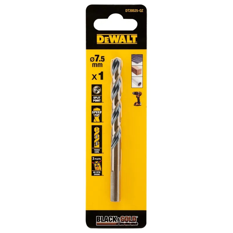 Сверло по металлу DeWalt Black&Gold HSS 7.5мм DT20525-QZ