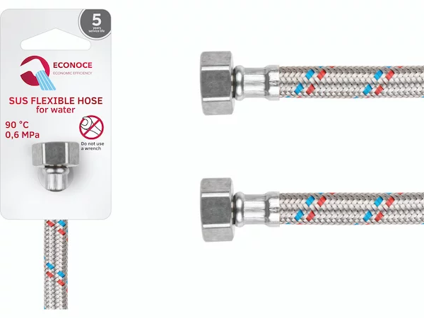 Подводка гибкая, SUS, гайка 1/2" - гайка 1/2" 60см ECONOCE