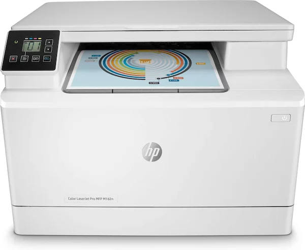 МФУ HP 7KW54A Color LaserJet Pro MFP M182n Printer (A4) Printer/Scanner/Copier, 600 dpi, 800 MHz, 16 ppm, 256 MB DDR, 128 MB Flash, tray 150 pages, USB+Ethernet, Duty cycle 30000 pages