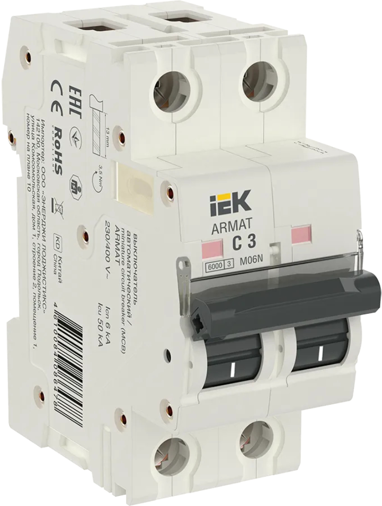 Автоматический выключатель IEK M06N 2P C 3А