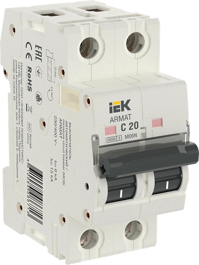 Автоматический выключатель IEK M06N 2P C 20А AR-M06N-2-C020