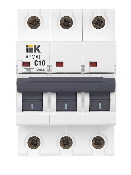 Автоматический выключатель IEK M06N 3P C 10А AR-M06N-3-C010