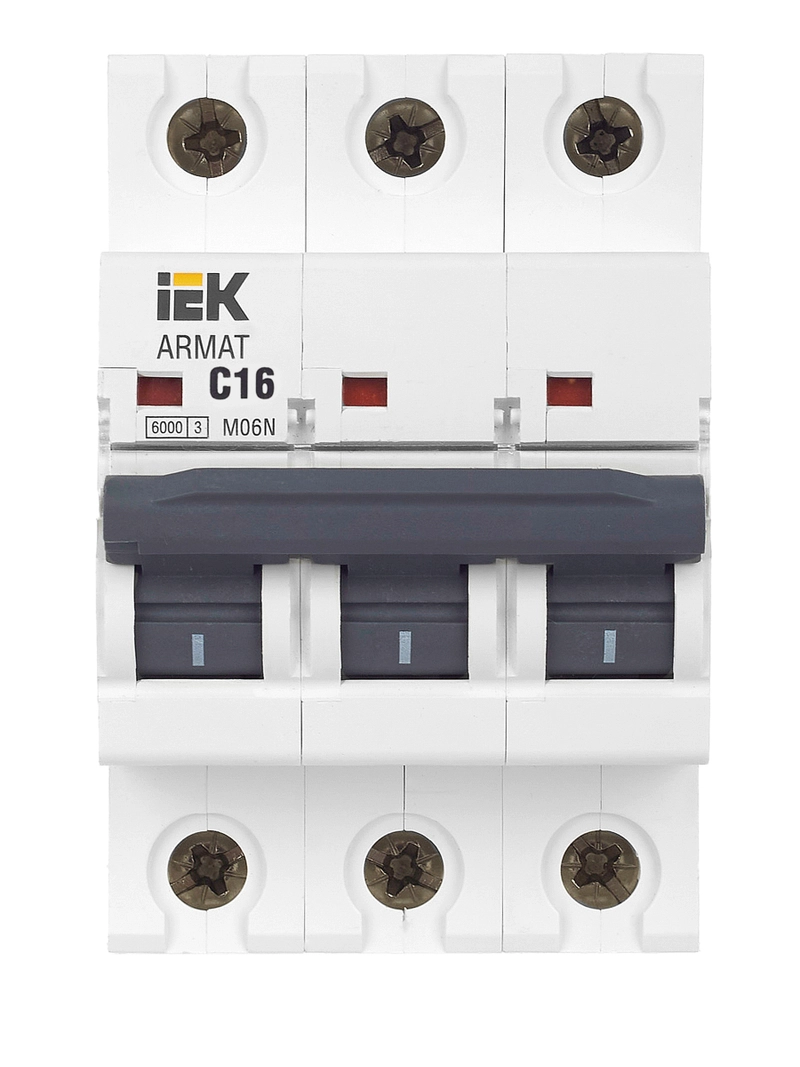 Автоматический выключатель IEK M06N 3P C 16А AR-M06N-3-C016