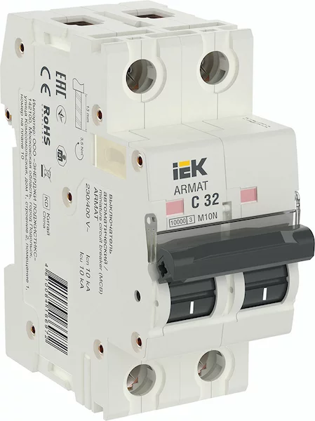 Автоматический выключатель IEK ARMAT M10N 2P C 32А AR-M10N-2-C032