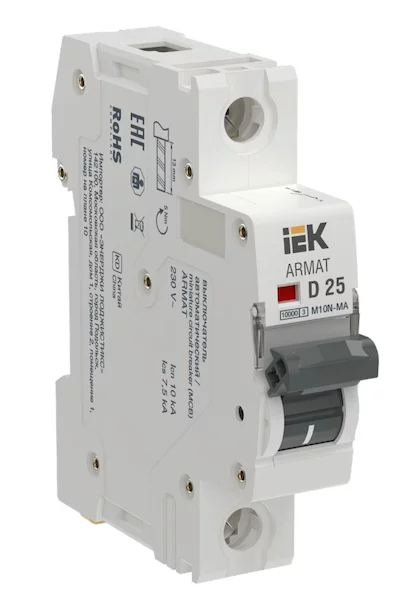 ARMAT Автоматический выключатель без теплового расцепителя M10N-MA 1P D 25А IEK AR-M10N-MA-1-D025