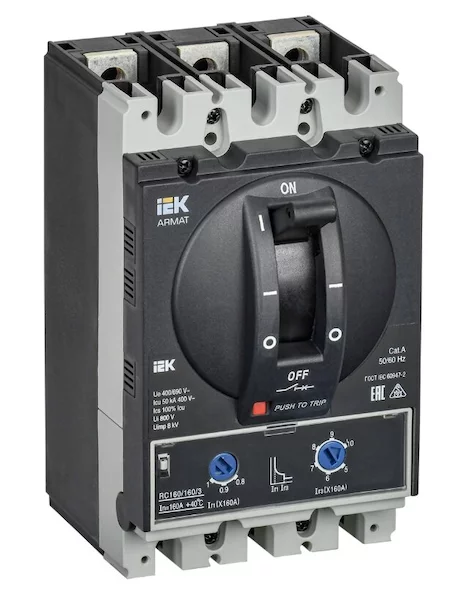 ARMAT Авт. выкл. лит. корпус 3P D 50кА 160А ТМ рег. IEK AR-MCCB-3D-050-0160A-ATUC