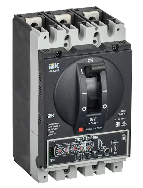 ARMAT Авт. выкл. лит. корпус 3P D 50кА 160А эл. пр. IEK AR-MCCB-3D-050-0160A-ELPC
