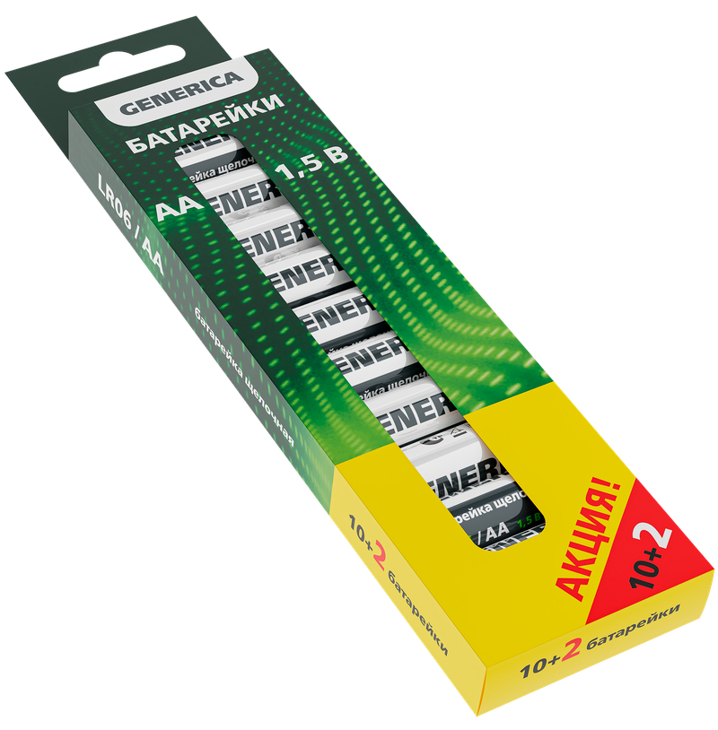 Батарейка щелочная GENERICA Alkaline LR06/AA ПРОМО ABT-LR06-ST-B12-G 