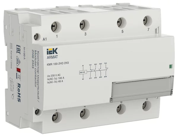 Контактор модульный IEK ARMAT KMR 100А 230В AC 2НО 2НЗ AR-KMR10-100-22-230 