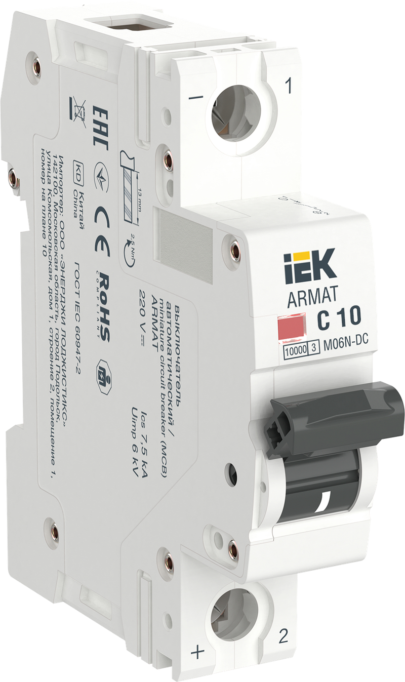 Автоматический выключатель IEK ARMAT M06N-DC C AR-M06N-1-C010DC