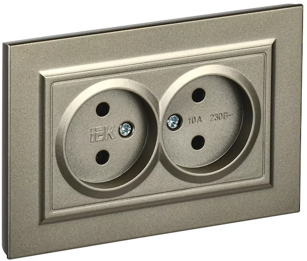Розетка 2-местная IEK BRITE 10А в сб. РС12-2-БрШ BR-R20-10-K37-F 