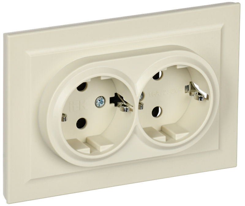 Розетка 2-местная IEK BRITE 16А в сб. РС12-3-БрКр BR-R21-16-K10-F 