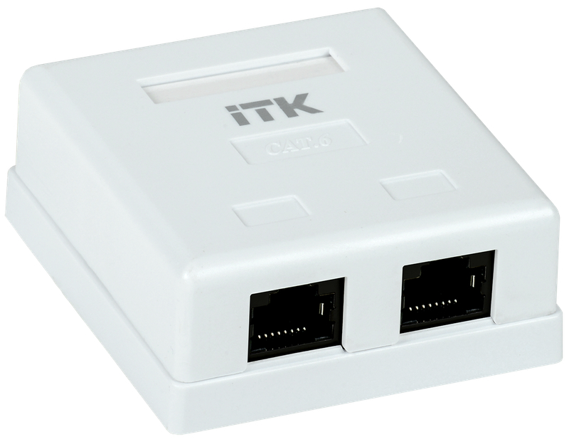 Настенная информационная розетка ITK RJ-45 кат.6 2-порта CS2-1C6U-22 