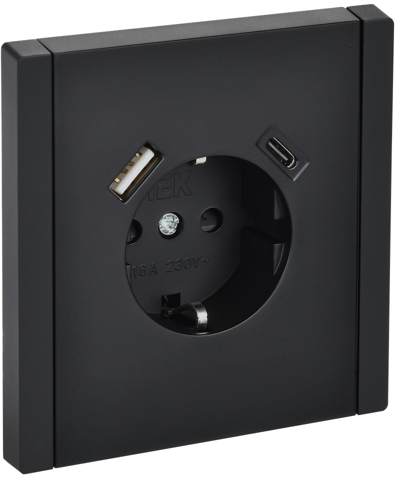 Розетка 1-местная IEK FORTE&amp;PIANO 16А USB AC 18Вт FP147 FP-R14-16-U22-018-K02