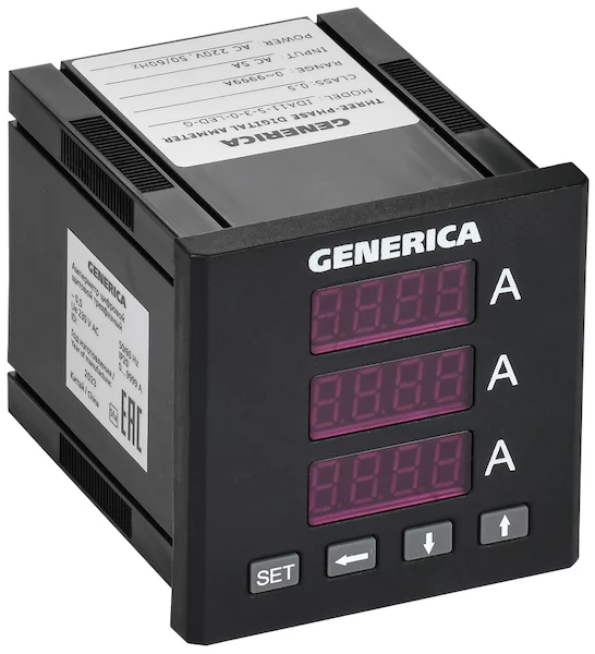 Амперметр цифровой щитовой трехфазный GENERICA LED IDA11-5-3-0-LED-G