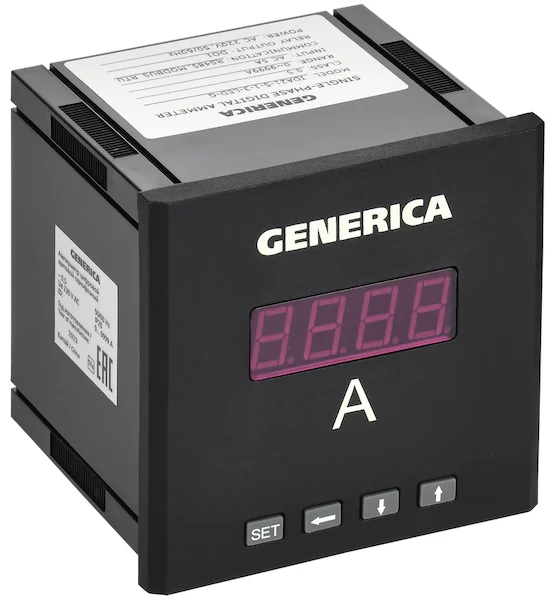 Амперметр цифровой щитовой однофазный DO RS-485 96х96мм LED GENERICA IDA21-5-1-3-LED-G