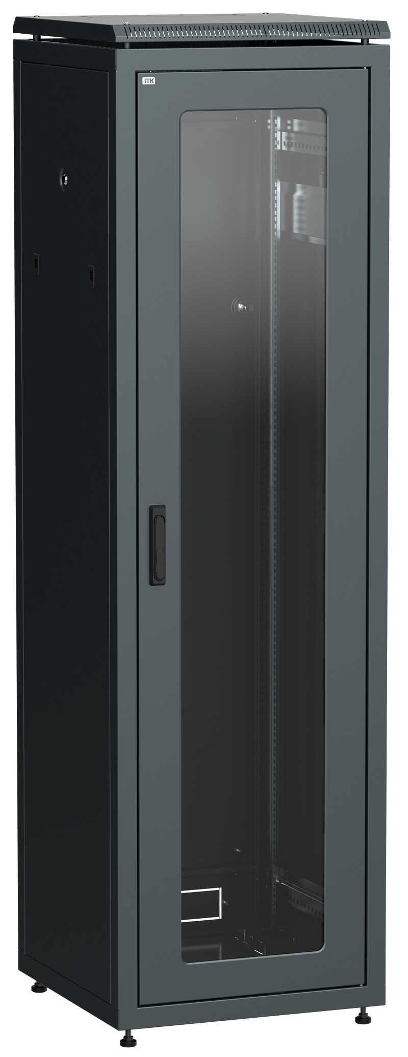 Шкаф сетевой LINEA N 19" 33U 600х600мм стеклянная передняя дверь черный ITK LN05-33U66-G